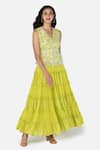 Buy_Keith Gomes_Green Chanderi Silk Embroidery V Neck Lehenga And Kurta Set _at_Aza_Fashions