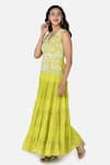 Buy_Keith Gomes_Green Chanderi Silk Embroidery V Neck Lehenga And Kurta Set _Online_at_Aza_Fashions