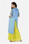 Shop_Keith Gomes_Blue Georgette Notched Embroidered Tunic Palazzo Set _at_Aza_Fashions