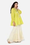 Keith Gomes_White Cotton Chiffon Notched Hand Embroidered Tunic And Palazzo Set _Online_at_Aza_Fashions