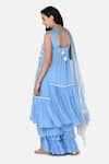 Shop_Keith Gomes_Blue Chiffon, Georgette, Chinon Notched Embroidered Kurta Palazzo Set _at_Aza_Fashions