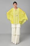 Buy_Keith Gomes_Green Chiffon Crepe And Georgette Bugle Beads & Embellished Tunic & Palazzo Set_Online_at_Aza_Fashions