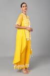 Keith Gomes_Yellow Chanderi Silk Embellishment Bugle And Round Kurta Palazzo Set _Online_at_Aza_Fashions