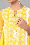 Keith Gomes_Yellow Chanderi Silk Embellishment Bugle And Round Kurta Palazzo Set _at_Aza_Fashions