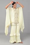 Buy_Keith Gomes_White Georgette And Organza Sequin & Beads, Zari Embroidered Tunic & Sharara Set_Online_at_Aza_Fashions