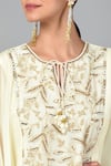 Keith Gomes_White Georgette And Organza Sequin & Beads, Zari Embroidered Tunic & Sharara Set_at_Aza_Fashions