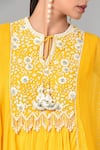Shop_Keith Gomes_Yellow Georgette Bugle Beads, Pearl And Sequin Embroidered Tunic & Sharara Set_Online_at_Aza_Fashions