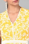 Keith Gomes_Yellow Georgette Mirror And Beads V Neck Embroidered Tunic & Sharara Set_at_Aza_Fashions