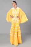 Buy Keith Gomes Yellow Georgette Beads And Thread, Geometric Embroidered Tunic & Sharara Set Online at Aza Fashions Buy_Keith Gomes_Yellow Georgette Beads And Thread, Geometric Embroidered Tunic & Sharara Set _Online_at_Aza_Fashions