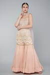 Buy Keith Gomes Pink Net, Georgette Pearl, Zari Sweetheart Neck Embroidered Tunic Gharara Set at Aza Fashions Buy_Keith Gomes_Pink Net, Georgette Pearl, Zari Sweetheart Neck Embroidered Tunic Gharara Set _at_Aza_Fashions