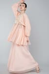 Buy_Keith Gomes_Pink Georgette, Chiffon Crepe Pearl, Zari Keyhole Embroidered Tunic Palazzo Set _Online_at_Aza_Fashions