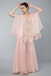 Buy Keith Gomes Pink Organza, Georgette Pearl, Zari Round Embroidered Tunic And Palazzo Set at Aza Fashions Buy_Keith Gomes_Pink Organza, Georgette Pearl, Zari Round Embroidered Tunic And Palazzo Set_at_Aza_Fashions