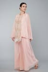 Keith Gomes Pink Organza, Georgette Pearl, Zari Round Embroidered Tunic And Palazzo Set Online at Aza Fashions Keith Gomes_Pink Organza, Georgette Pearl, Zari Round Embroidered Tunic And Palazzo Set_Online_at_Aza_Fashions