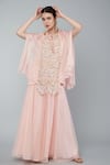 Buy Keith Gomes Pink Organza, Georgette Pearl, Zari Round Embroidered Tunic And Palazzo Set Online at Aza Fashions Buy_Keith Gomes_Pink Organza, Georgette Pearl, Zari Round Embroidered Tunic And Palazzo Set_Online_at_Aza_Fashions