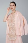 Shop Keith Gomes Pink Organza, Georgette Pearl, Zari Round Embroidered Tunic And Palazzo Set Online at Aza Fashions Shop_Keith Gomes_Pink Organza, Georgette Pearl, Zari Round Embroidered Tunic And Palazzo Set_Online_at_Aza_Fashions