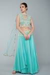 Buy_Keith Gomes_Blue Net, Georgette Pearls Scallop Layered Lehenga Set With Embroidered Blouse_at_Aza_Fashions
