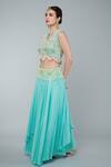 Buy_Keith Gomes_Blue Net, Georgette Pearls Scallop Layered Lehenga Set With Embroidered Blouse_Online_at_Aza_Fashions