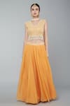 Keith Gomes_Orange Organza, Georgette Sequins Panelled Lehenga Set With Embroidered Blouse_Online_at_Aza_Fashions
