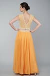 Shop_Keith Gomes_Orange Organza, Georgette Sequins Panelled Lehenga Set With Embroidered Blouse_at_Aza_Fashions