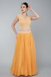 Buy_Keith Gomes_Orange Organza, Georgette Sequins Panelled Lehenga Set With Embroidered Blouse_Online_at_Aza_Fashions