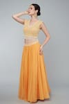 Shop_Keith Gomes_Orange Organza, Georgette Sequins Panelled Lehenga Set With Embroidered Blouse_Online_at_Aza_Fashions