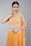 Keith Gomes_Orange Organza, Georgette Sequins Panelled Lehenga Set With Embroidered Blouse_at_Aza_Fashions