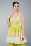 Shop_Keith Gomes_Yellow Georgette, Cotton Chiffon Sequins Embroidered Peplum Top And Gharara Set _Online_at_Aza_Fashions