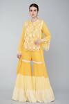 Buy_Keith Gomes_Orange Cotton Crush Beads And Flower Sequins Embroidered Tunic & Gharara Set_at_Aza_Fashions
