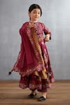 Torani_Red Handloom Cotton, Cotton, Chanderi Embroidery, Manika Saeeda Anarkali Set _Online_at_Aza_Fashions