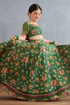 Torani_Green Handloom , , Satin, Chanderi Panna Mumtaz Lehenga Set _Online_at_Aza_Fashions