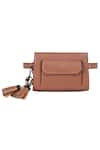 Kaeros_Brown Tassel Sling Bag _at_Aza_Fashions