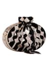 Buy_Kaeros_Black Embroidered Velvet Potli Bag_at_Aza_Fashions