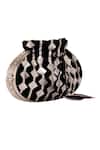 Kaeros_Black Embroidered Velvet Potli Bag_Online_at_Aza_Fashions