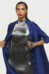 Kiran Uttam Ghosh_Grey Metallic Bodycon Dress With Pleated Jacket_Online_at_Aza_Fashions