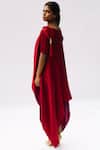 Shop_Kiran Uttam Ghosh_Red Pleated Polyester Round Draped Dress For Women_at_Aza_Fashions