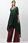 Buy_Kiran Uttam Ghosh_Green Pleated  Embroidered Tunic_at_Aza_Fashions