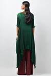 Shop_Kiran Uttam Ghosh_Green Pleated  Embroidered Tunic_at_Aza_Fashions