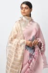 Kiran Uttam Ghosh_Pink Pleated Polyester Mix High Neck Printed Saree With Blouse  _at_Aza_Fashions