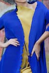 Buy Kiran Uttam Ghosh Blue Pleated Polyester Long Jacket Online at Aza Fashions Buy_Kiran Uttam Ghosh_Blue Pleated Polyester Long Jacket _Online_at_Aza_Fashions