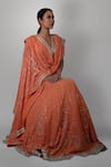 Shop_Kavita D_Beige Pure Silk Georgette Lucknowi Lehenga Set_at_Aza_Fashions