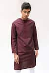 Buy_Kaha_Red Cotton Straight Short Kurta  _at_Aza_Fashions