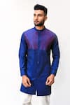 Buy_Kaha_Blue Cotton Embroidered Shirt Kurta _at_Aza_Fashions