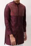 Kaha_Red Cotton Embroidered Shirt Kurta _Online_at_Aza_Fashions
