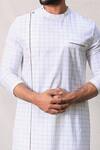 Kaha_White Italian Cotton Straight Checkered Kurta_at_Aza_Fashions