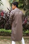 Shop_Kaha_Brown Italian Cotton Panelled Checkered Kurta _at_Aza_Fashions