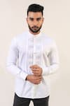 Buy_Kaha_White Cotton Satin Pintuck Shirt _at_Aza_Fashions