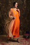 Buy_Kanika Sharma_Orange Silk Round Kurta Palazzo Set _at_Aza_Fashions