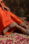 Buy_Kanika Sharma_Orange Silk V Neck Kurta Palazzo Set _Online_at_Aza_Fashions