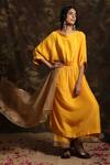 Buy_Kanika Sharma_Yellow Silk Bateau Kurta Palazzo Set _at_Aza_Fashions