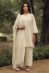 Buy_Gulabo Jaipur_White Cotton Embroidery V Neck Chikankari Straight Kurta Set _at_Aza_Fashions